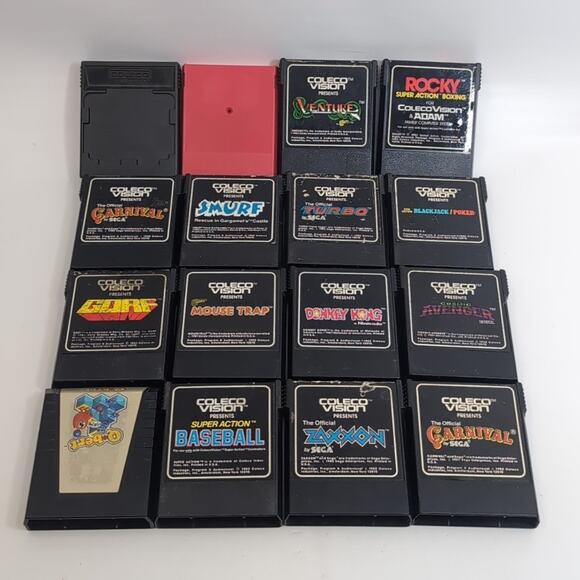 Colecovision Lot 16 Cartridges Untested Venture Donkey Kong Qbert Smurf - Picture 1 of 5